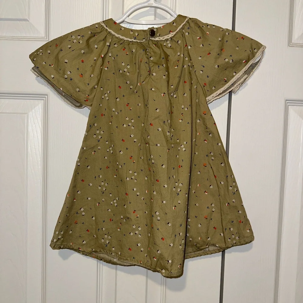 LA FAUTE‎ A VOLTAIRE BUTTERFLY floral butterfly sleeve Khaki green 2T